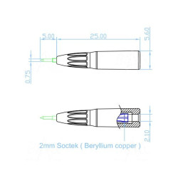 Sonda pomiarowa 0.75mm , gniazdo 2mm 1N-0002-R, czerwony