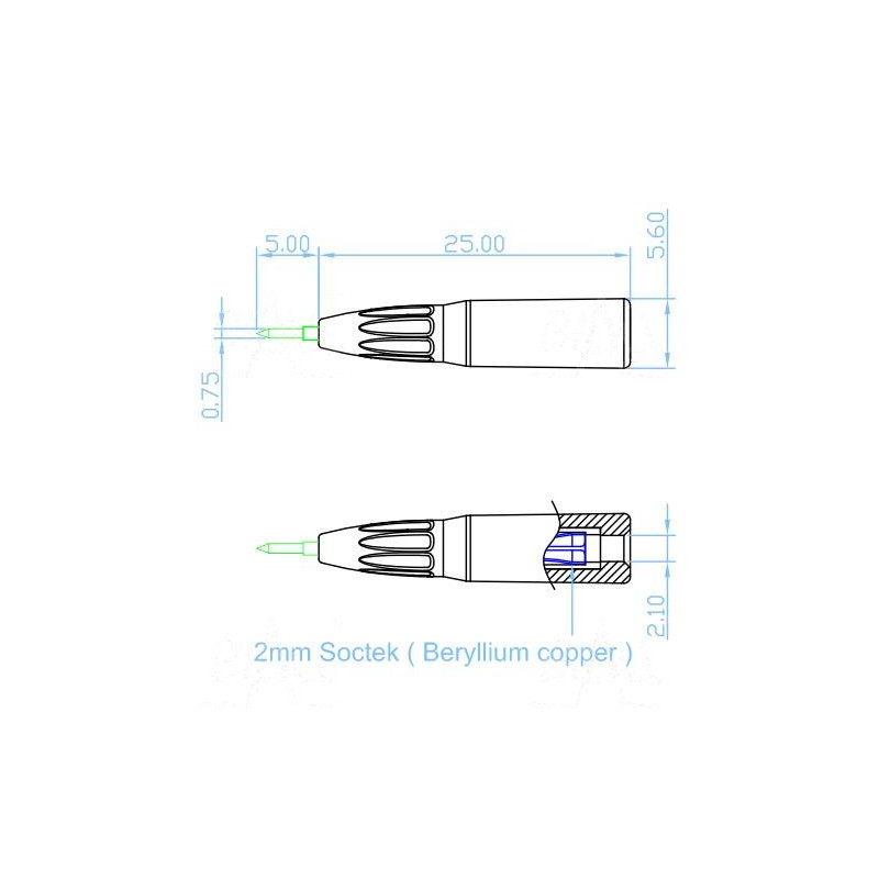 Sonda pomiarowa 0.75mm , gniazdo 2mm 1N-0002-R, czerwony