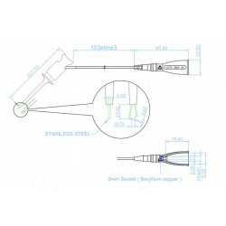Chwytak bezp. pazurkowy CH1N-0014-R + przewód gn. 2mm CAT II 300V, 2A czerwony