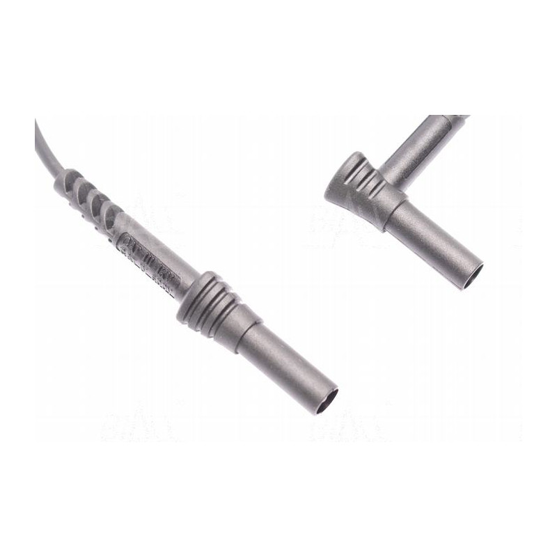 PPS 1C-0001-BK Przewód pom. wtyk banan bezp. kątowy-prosty 4mm,10A,CAT IV 600V,czarny