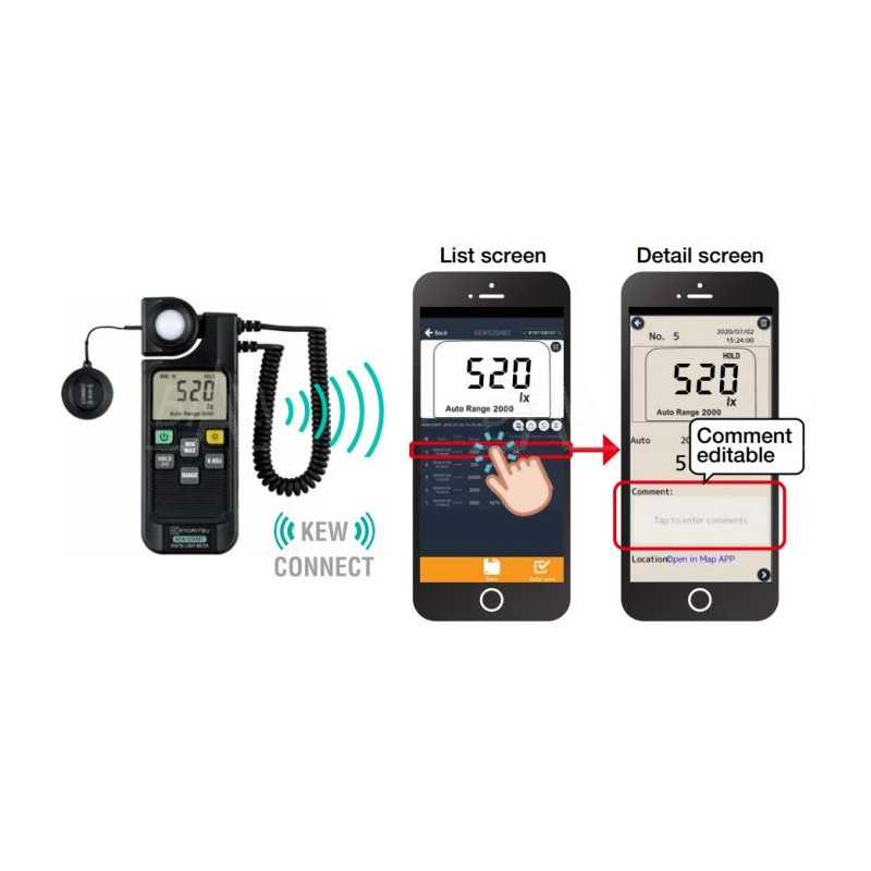 KEW5204BT Luksomierz 0,1 ~ 199 900 lx , Bluetooth