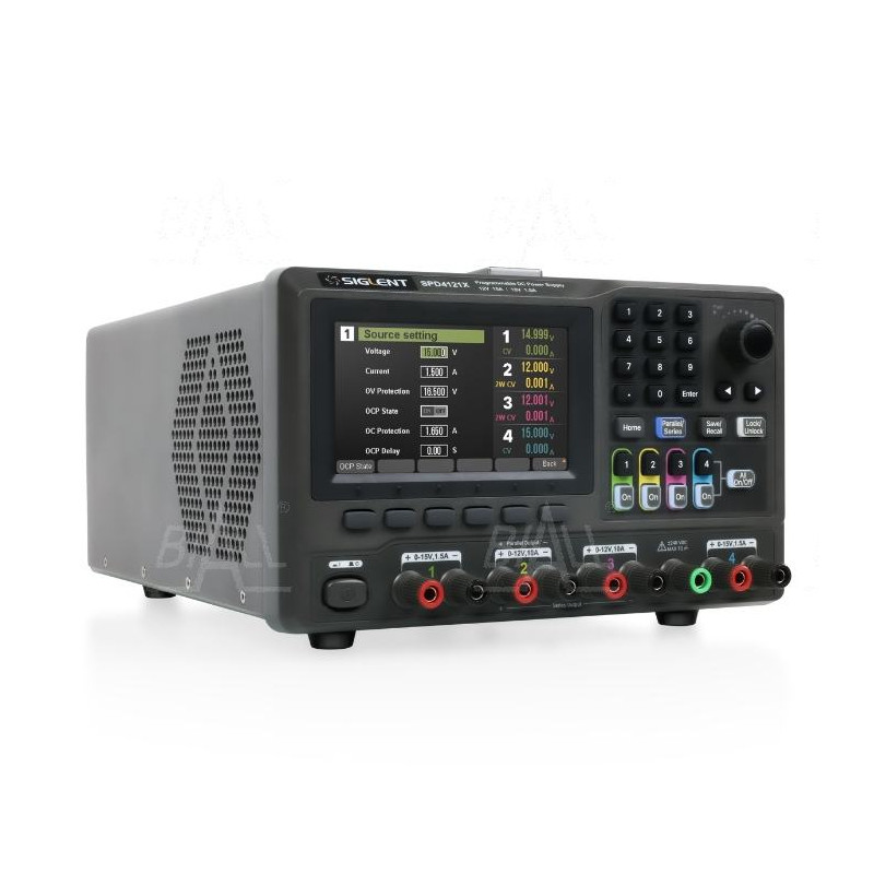 SPD4121X zasilacz lab. programowalny DC H1,CH2,CH3,CH4 max. napięcie/prąd: 15V/1.5A, 12V/10A, 12V/10A, 15V/1.5AA, rozdz.1mV,1mA,