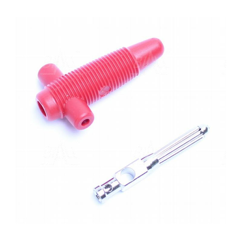 Wtyk banan 4mm z gn. 4mm BUELA300-R 60V/30V~ 30A czerwony