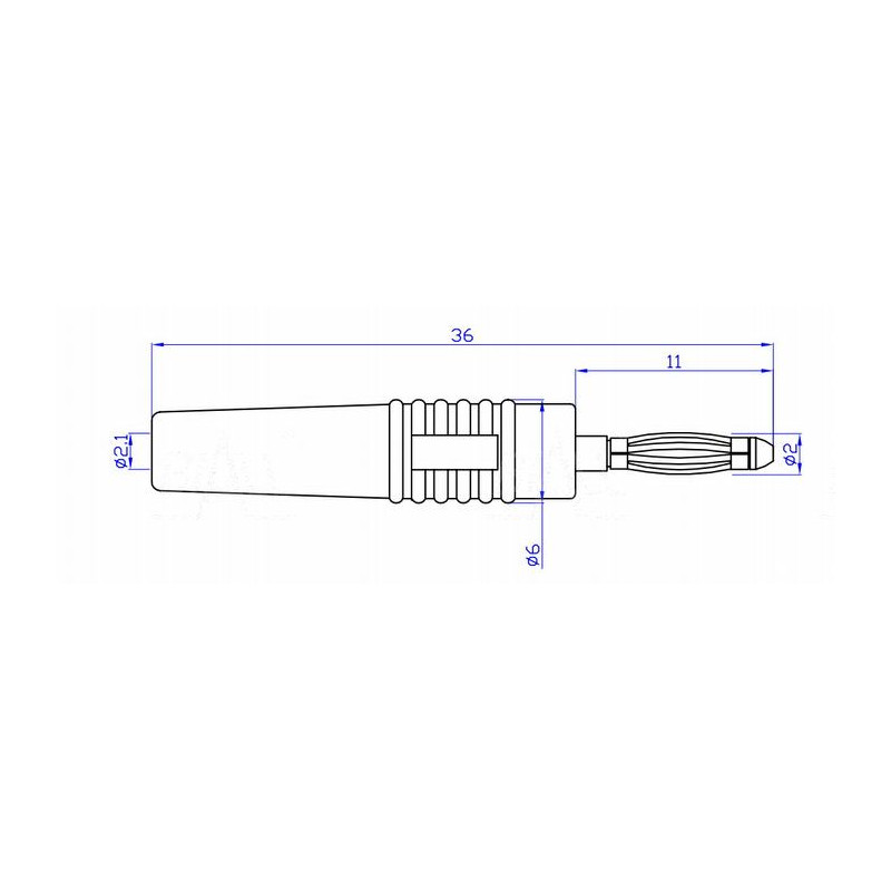 Wtyk banan 2mm WB205-BK 50V/30V~ 10A czarny