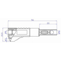 Wtyk banan bezp. 4mm do poł. wież. WW450-BU 32A niebieski