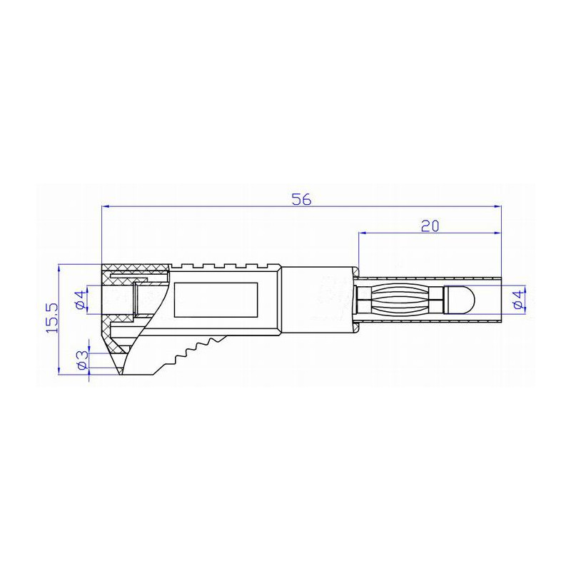Wtyk banan bezp. 4mm do poł. wież. WW450-BU 32A niebieski